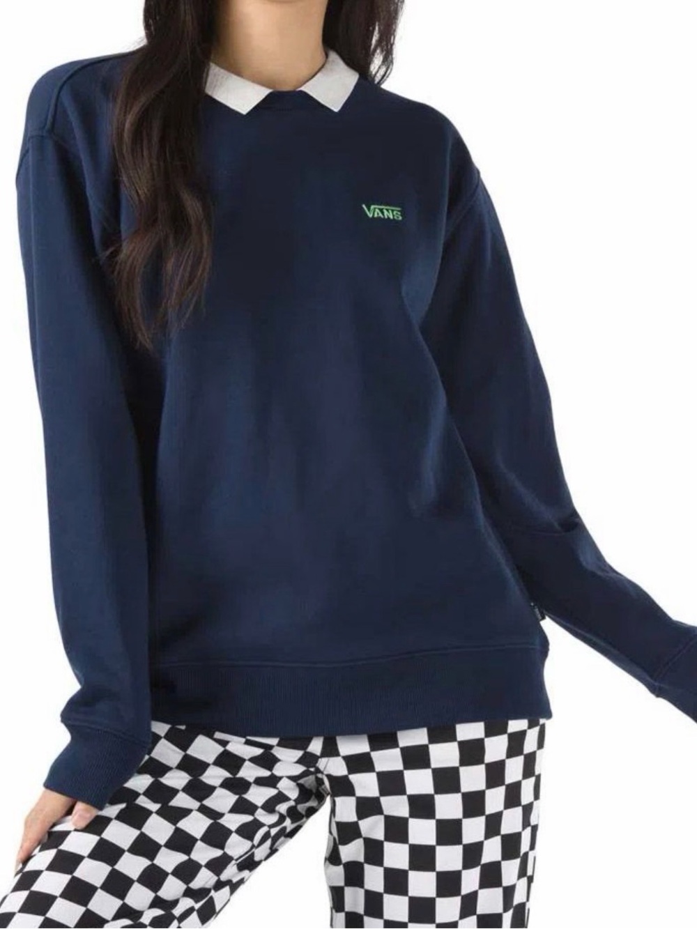 Vans Navy Brighton Polo Crew Green Logo | Size XS